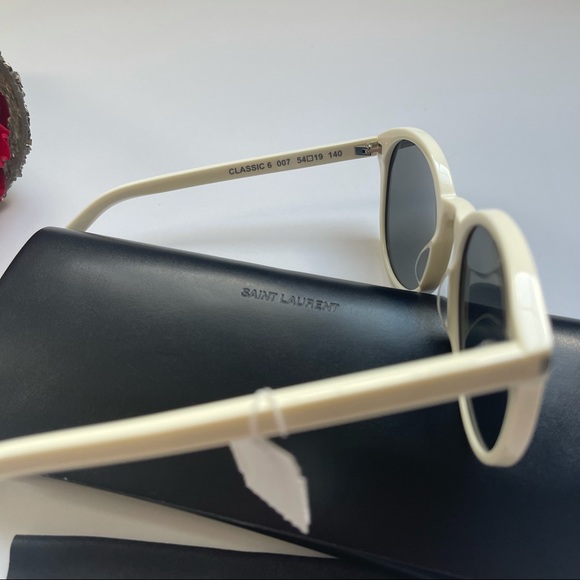 Saint Laurent 54mm around Ivory Sunglasses New - Picture 9 of 14